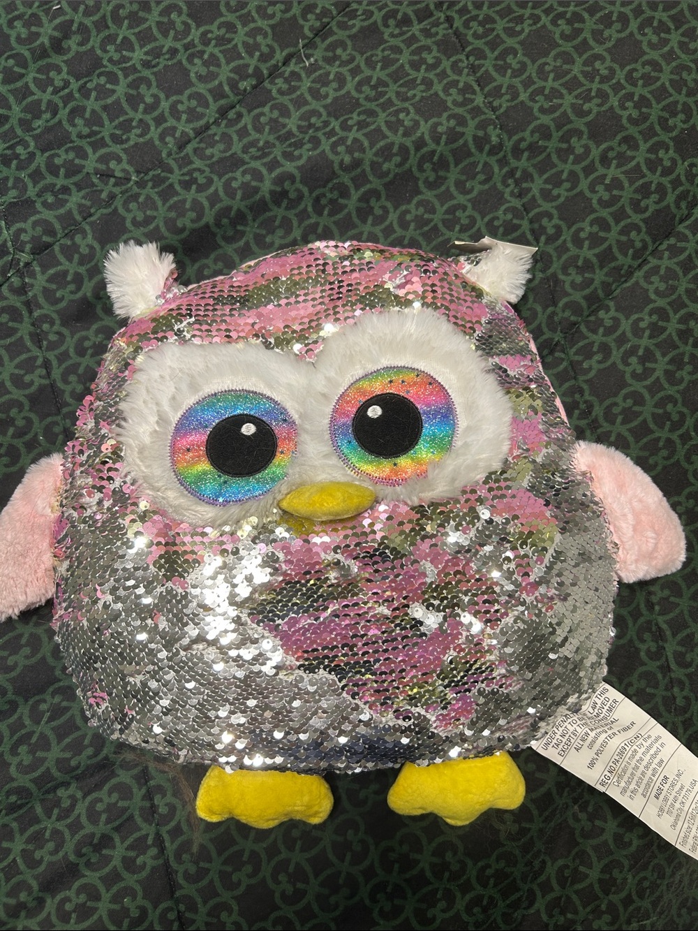 Sequin Plush Owl Kids Toy - Pink, Silver, Yellow